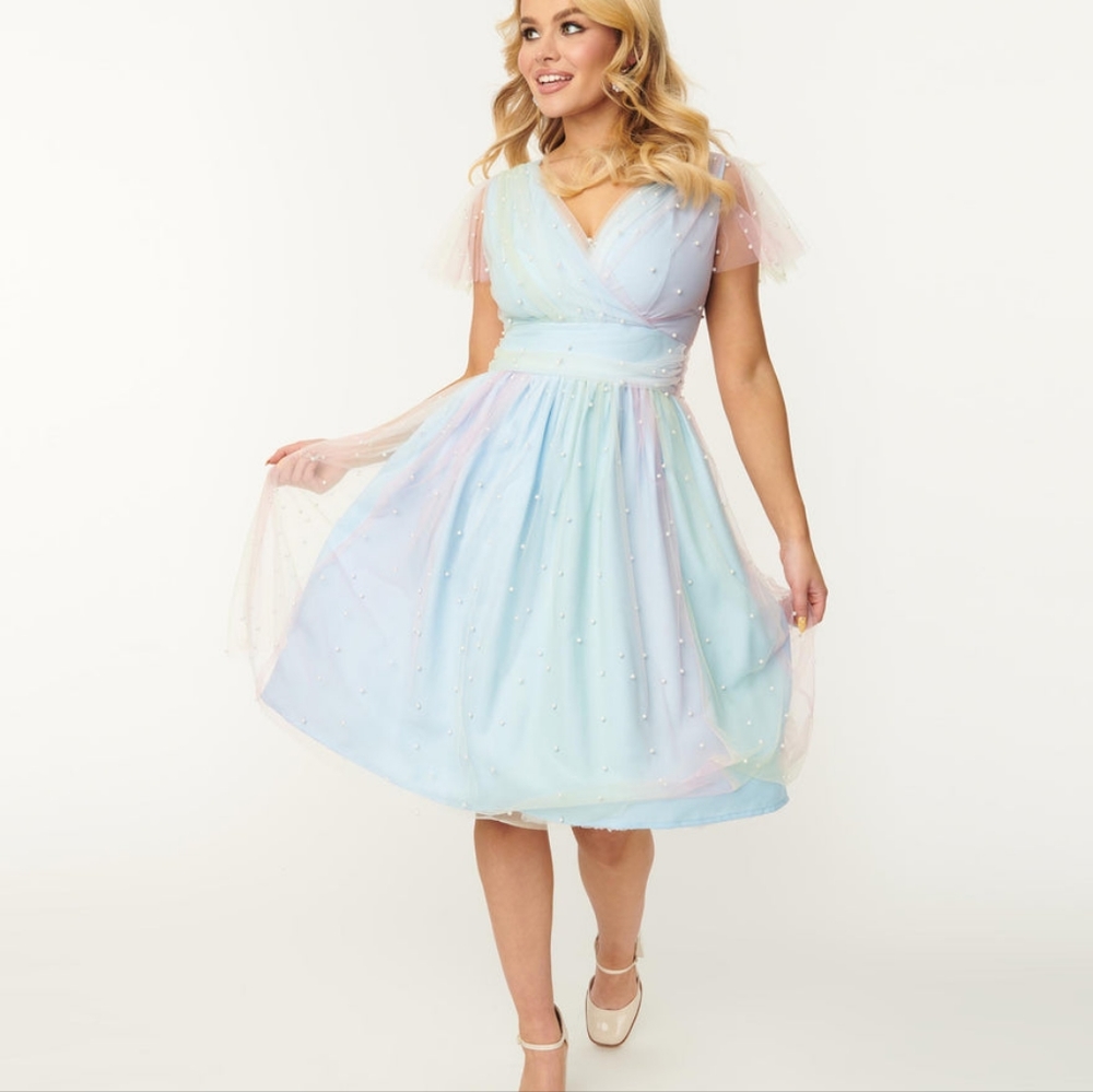 NWT Magnolia Place Ombre Rainbow & Pearl Midori Swing Dress Size S